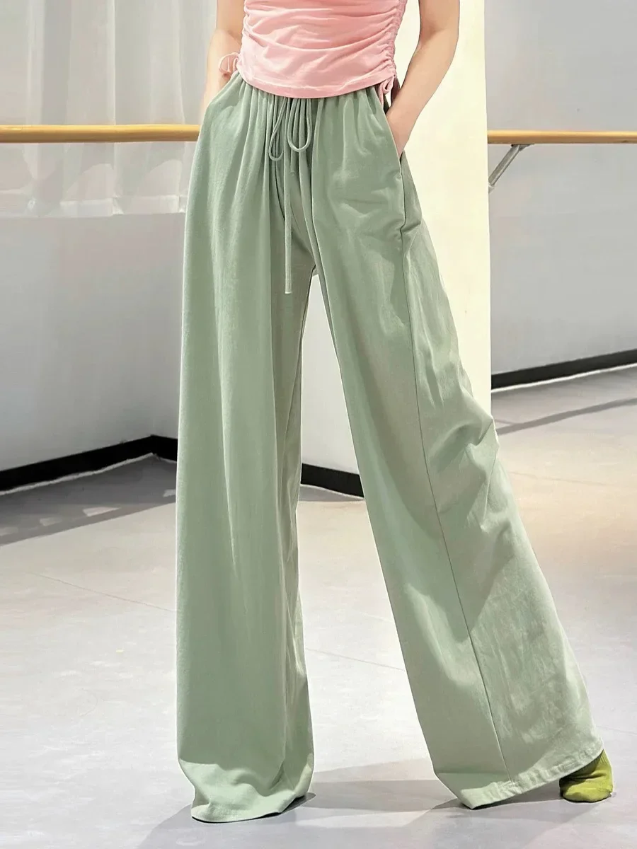 ممارسة السراويل القطنية للرجال والنساء نفس النمط الرقص الحديث الرقص الكلاسيكي الصيني الرقص الجسم السراويل واسعة الساق مستقيم