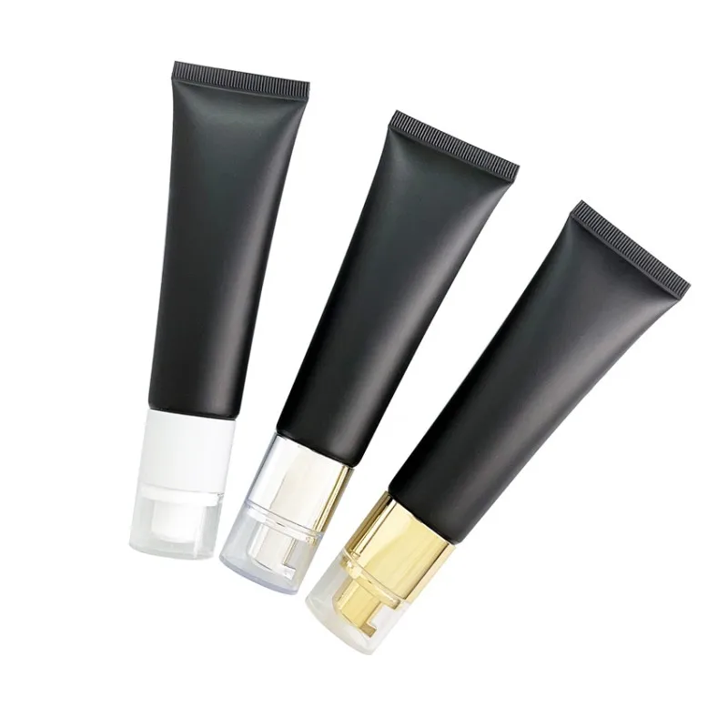 Wholesale New 50g/ml Cosmetic Soft Tubes Matte Black Cream Sample Tube Lotion Bottle Man Makeup Bottles