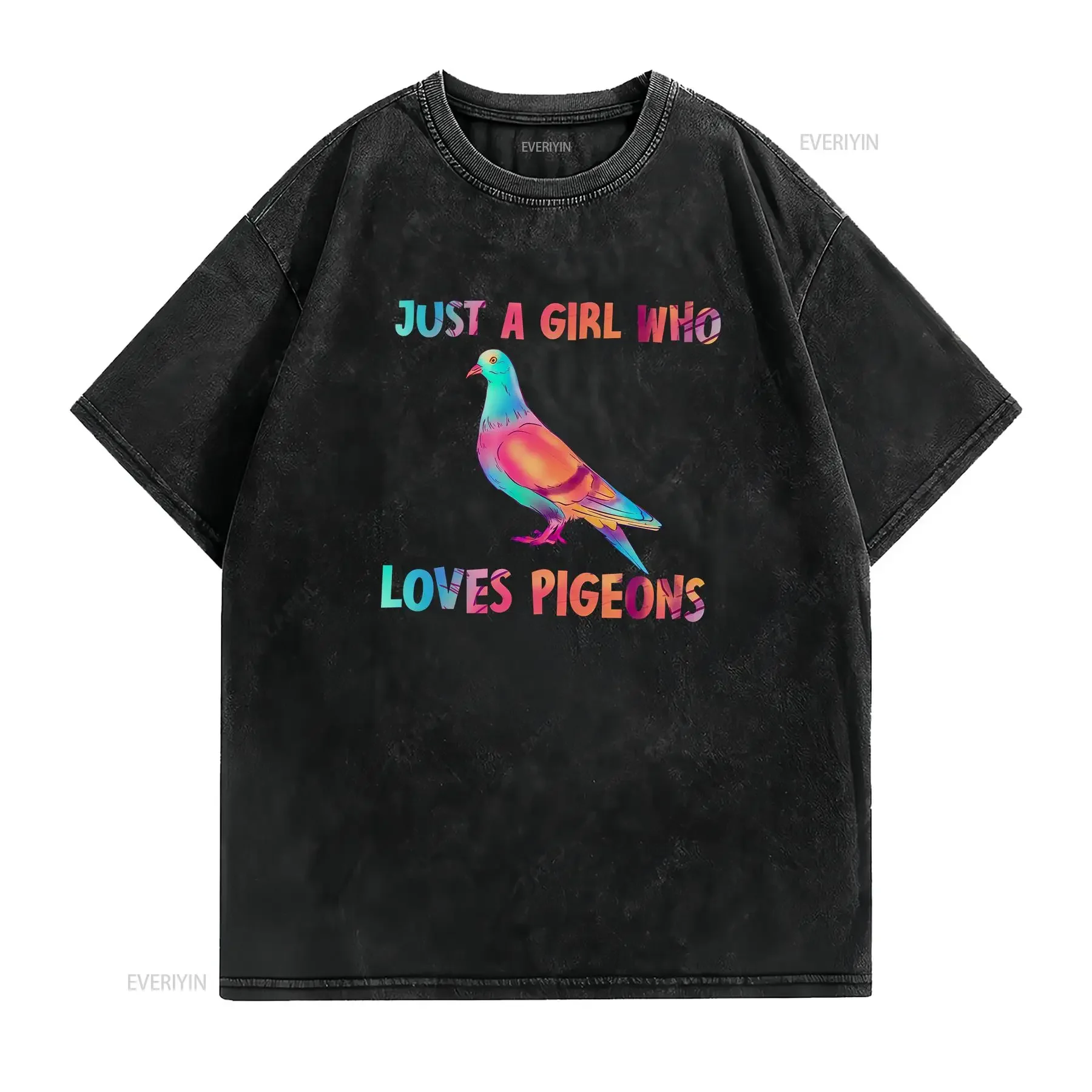 Just a Girl Who Loves Pigeons T Shirt Pigeon Lover Youth s Adorable Cute vintage Washed Versatile Soft Stretched fashion