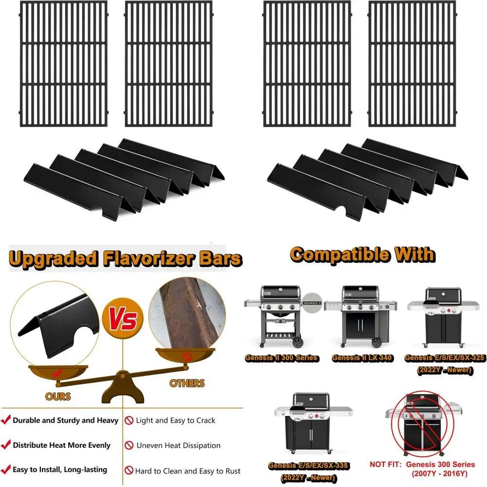 

Запасные части для гриля Genesis II E310: решетки для приготовления мяса и гриль-решетки для Genesis II E310, SE310, E335, E315, LX, S340.