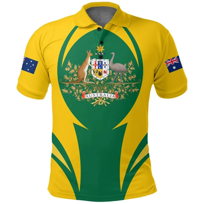 Australia Flag Map 3D Printed Polo Shirts For Men Clothes Australian National Emblem POLO Shirt Casual Man Short Sleeve Tee Tops