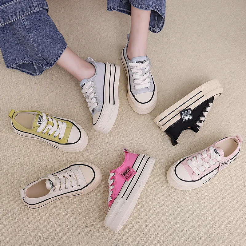 Canvas Shoes Women Spring Summer Casual Walking Platforms Vulcanized Shoes Ladies Fashion Chunky Sneakers Zapatos Para Mujer