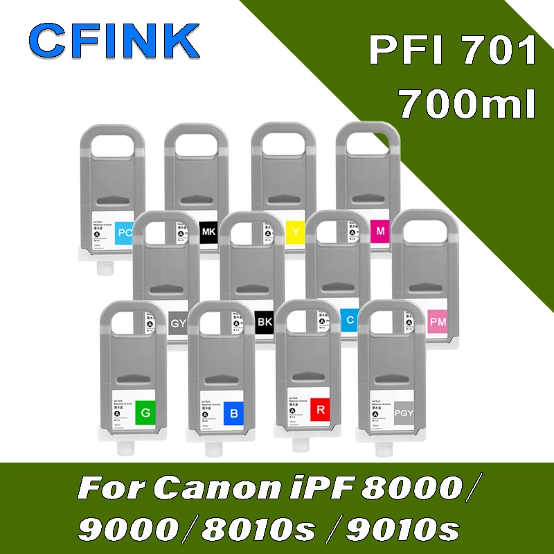 

CFINK для Canon PFI 701, совместимый картридж с чипом для Canon iPF 8000 9000 8010s 9010s PFI-701, пигментные чернила внутри
