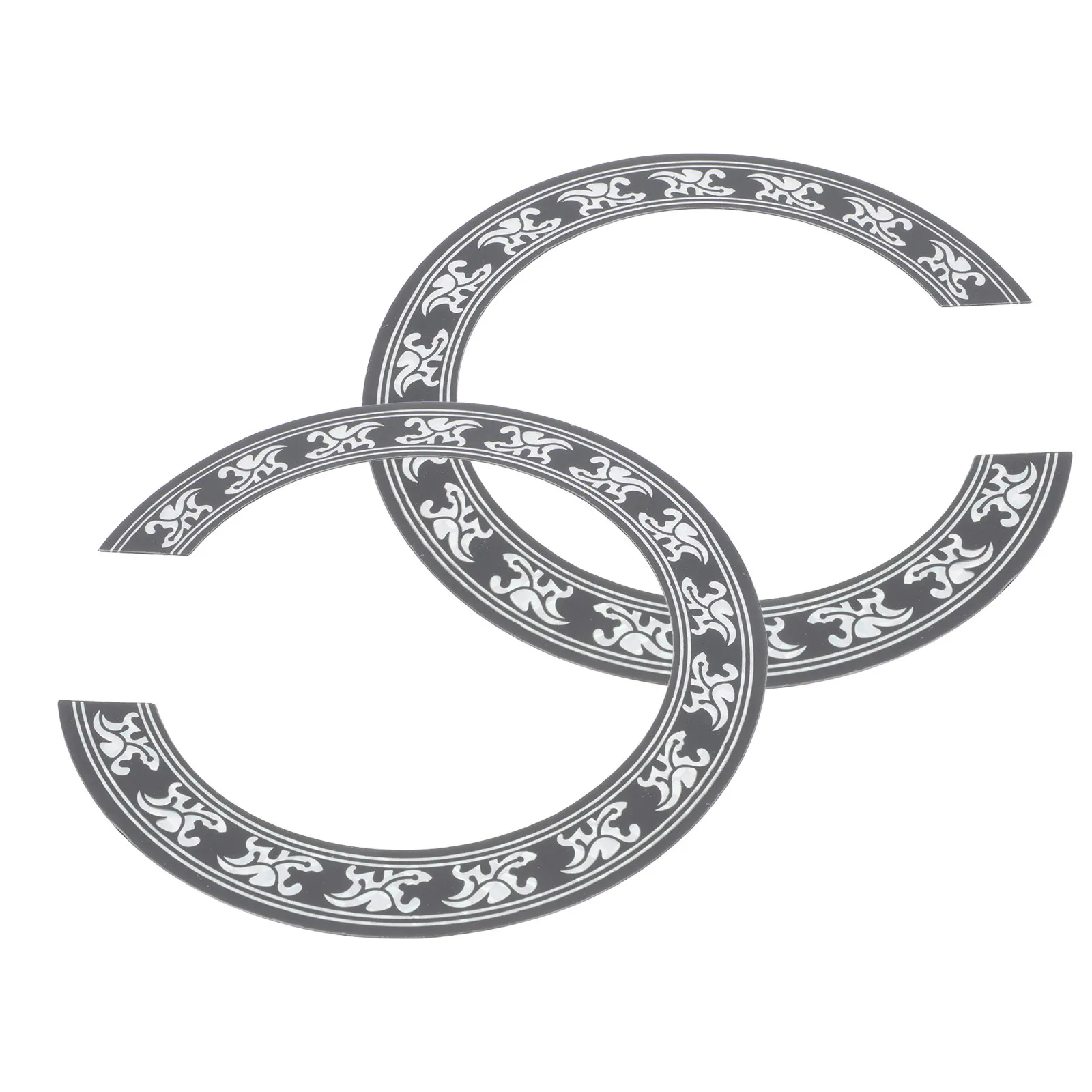 2Pcs Guitar Sound Hole Rosette for Acoustic Classical Guitar Premium PVC Inlay Sticker Decorative Ring with Polished Surface