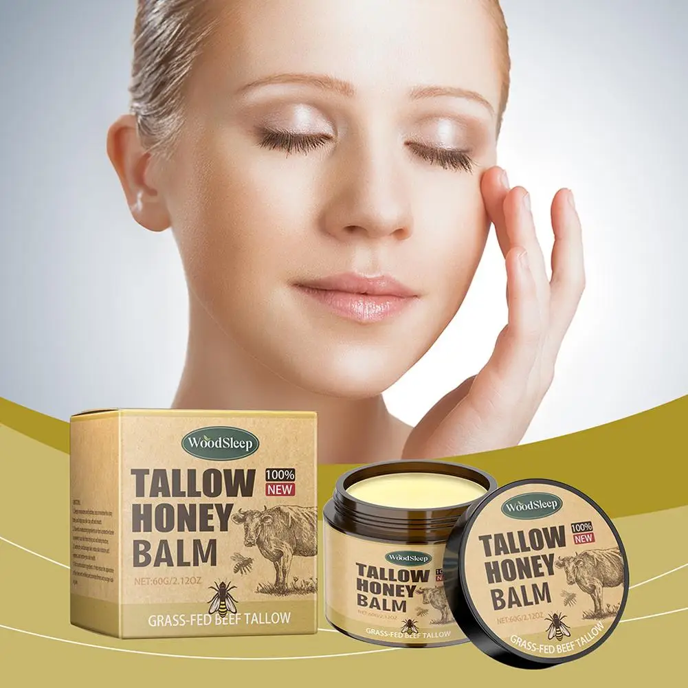 60g Tallow Balm Tallow Honey Facial Moisturizer Natural Hydrating Skin Cream Organic Nourishing Balm Honey For Gentle Skin T7W3