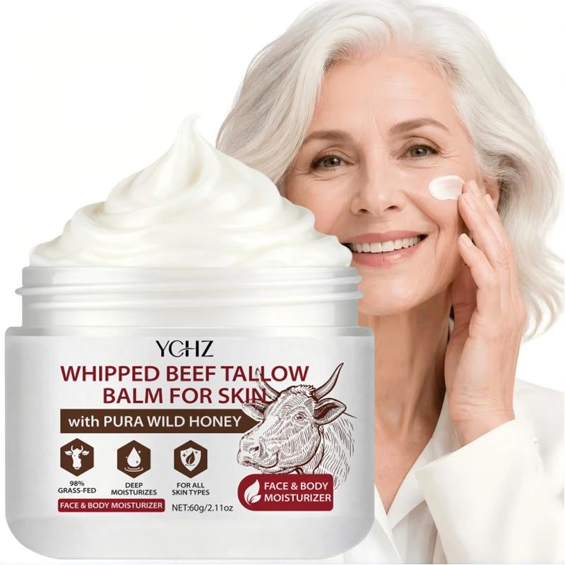 95% Beef Fat Cream, Nourishing Face and Body Cream, Contains Honey, Retinol, Hyaluronic Acid, Collagen, Tightens and Smooths Skin, Reduces Fine Lines, Deeply Moisturizes, and Reduces the Appearance of Wrinkles Suitable for All Skin Types