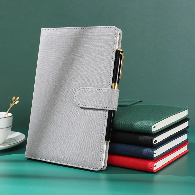 Hot Selling Gift 100 Sheets Diary Classic Linen Pattern U Shaped Magnetic Buckle PU Leather Cover Solid Color Printed Style