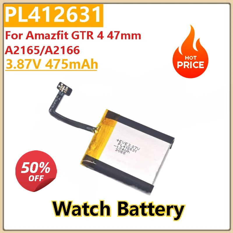 

Brand New High Quality 3.87V 475mAh Replacement Watch Battery PL412631 for Amazfit GTR 4 47mm A2165/A2166
