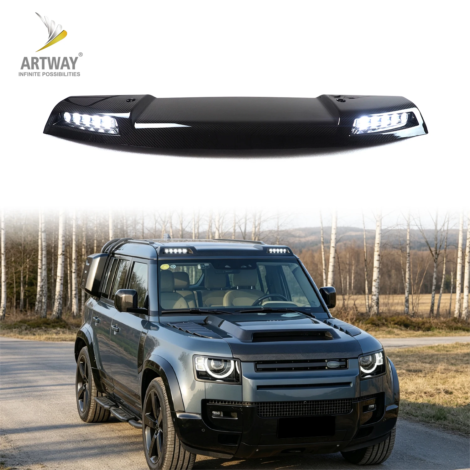 ARTWAY Popular Products Carbon Fiber Top Light Auto Front Roof Lamp LED Dome Light for New Defender