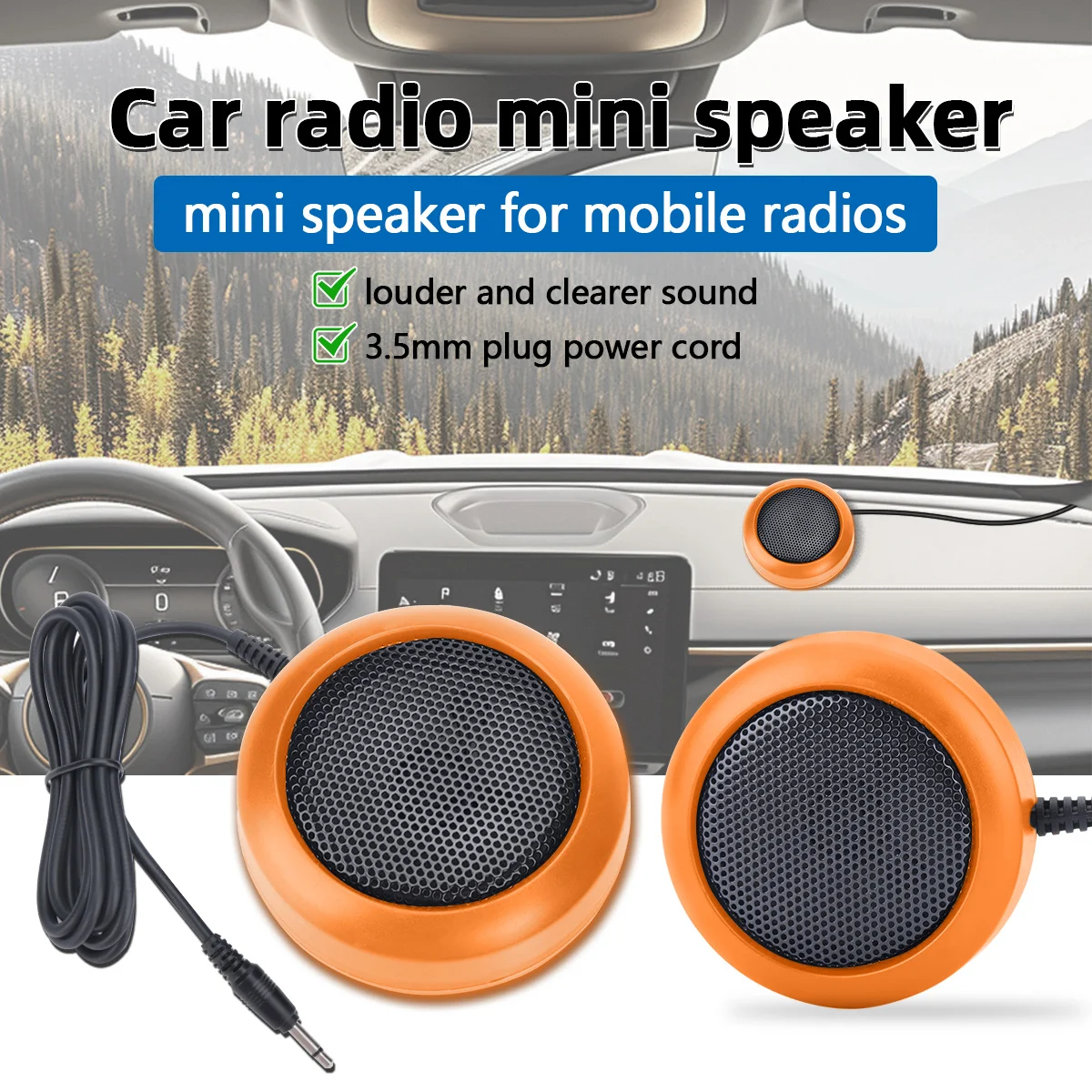 

ABBREE KES-4 Mini Speaker For Mobile Radio External Speak Lound For All 3.5mm Audio Plug CB Radios and Mobile Car Radio
