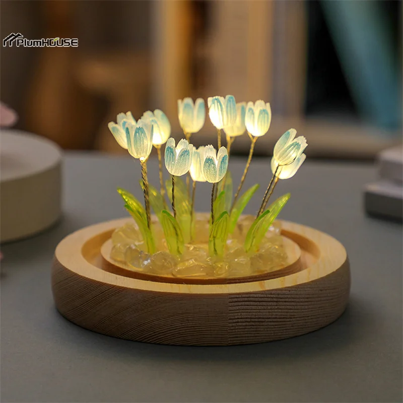 Tulip Night Lights Diy Material Package Creative Lamp Home Decoration Valentine\'s Day Holiday Gift For Family Surprise