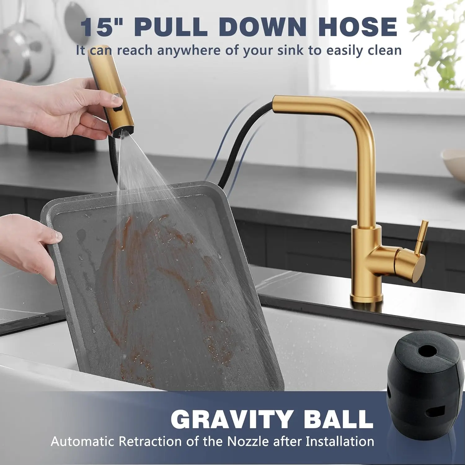 Waterfall Kitchen Faucet with Pull Down Sprayer Single Hole Handle Kitchen Sink Faucets Commercial Modern Faucets