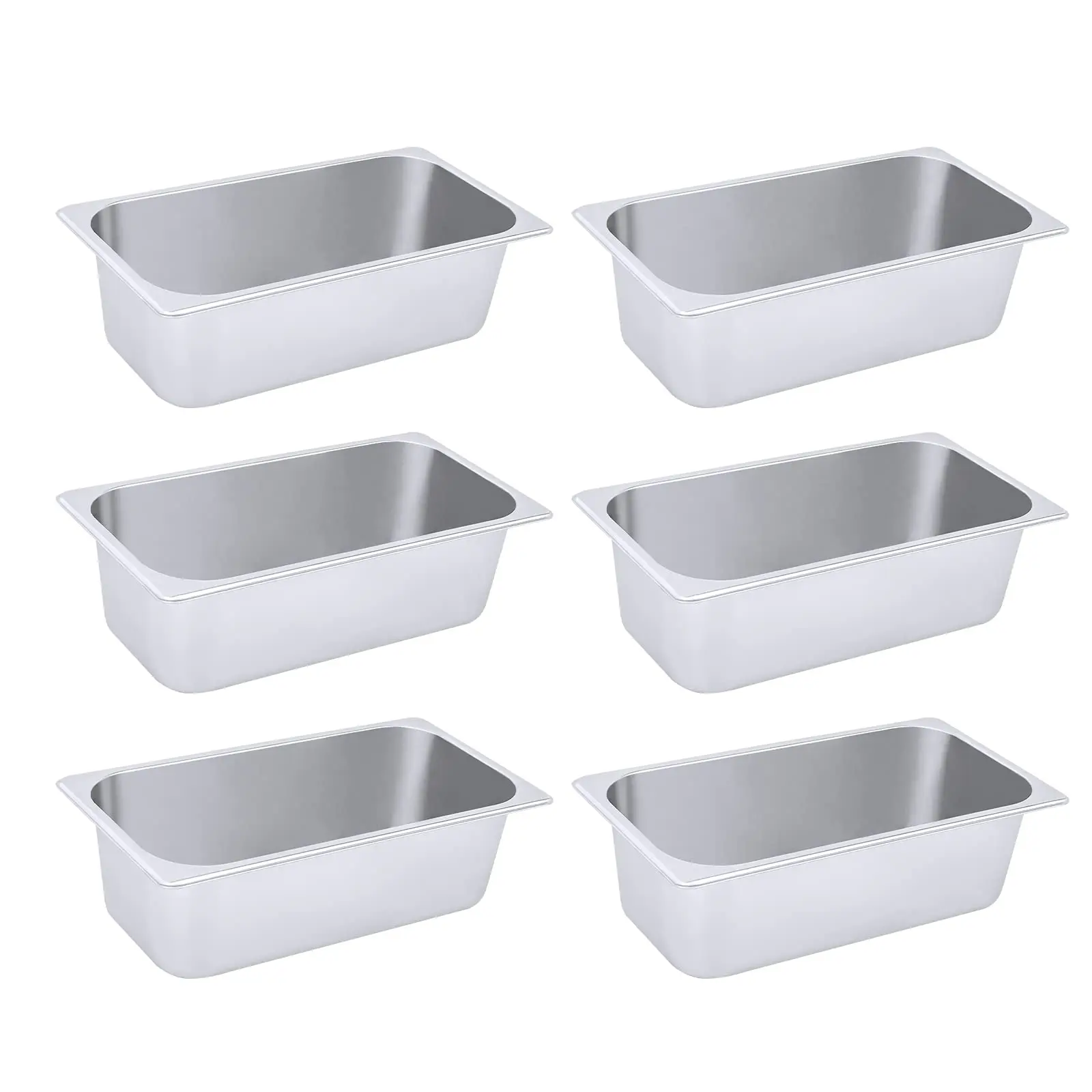 

LOYALHEARTDY Steam Table Pan, 6 Pack Pans 1/3 Size 4" Deep Commercial Hotel Pan, 201 Stainless Steel Catering Food Pan Restauran