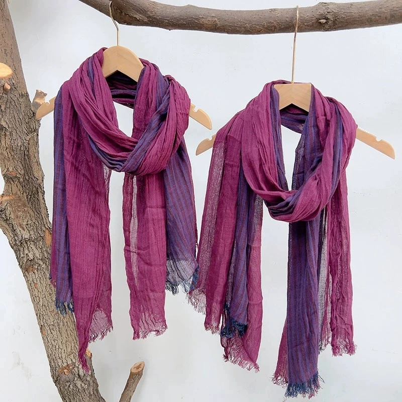 

Korean Design Retro Fuchsia Cotton Scarf Neck Protection Large Size Women Scarf 80x180cm