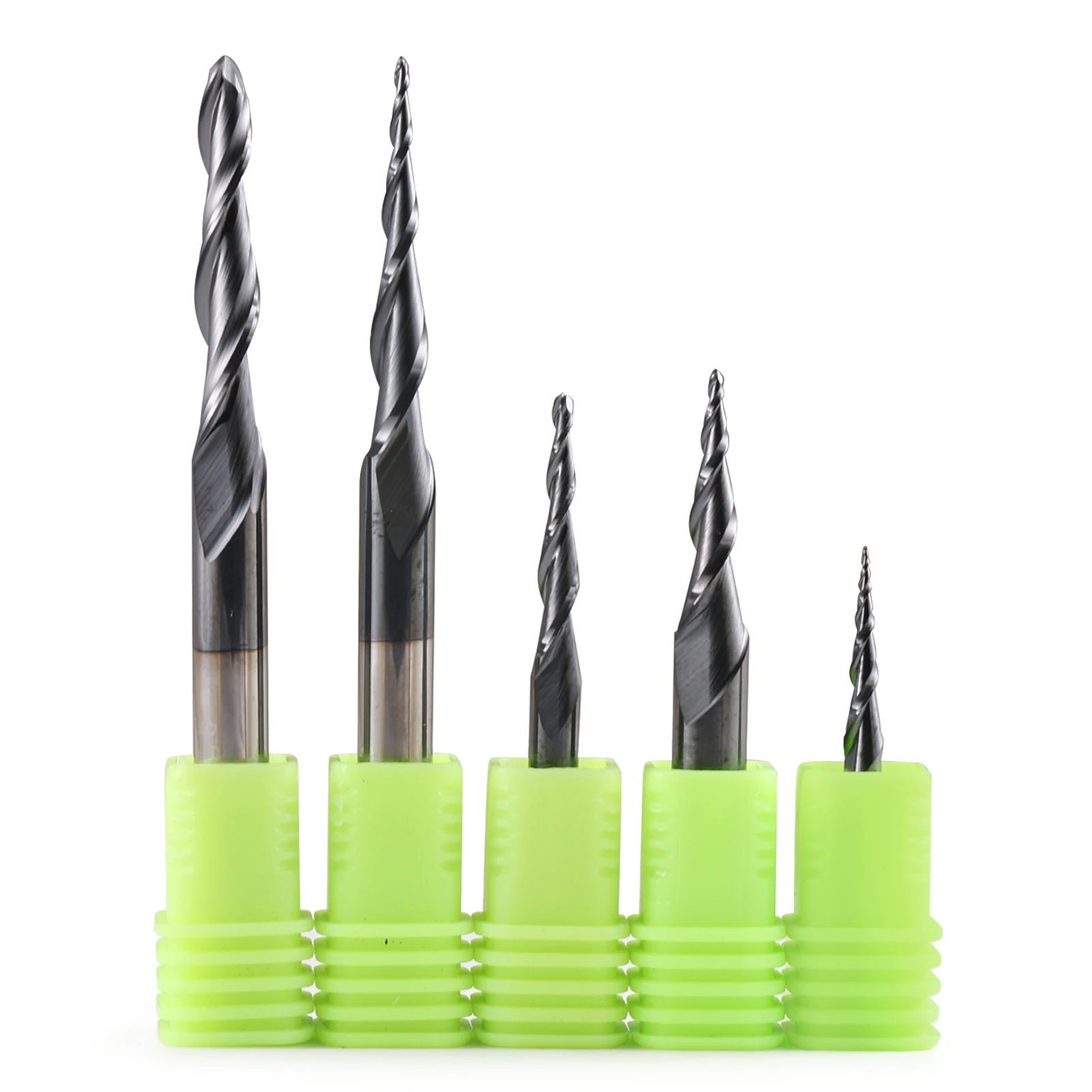 HOZLY 1Pcs Tungsten End Mill 3.175mm 4mm 6mm 8mm Ball Nose Tapered End Mills Router Bits CNC Taper Wood Metal Milling Cutter