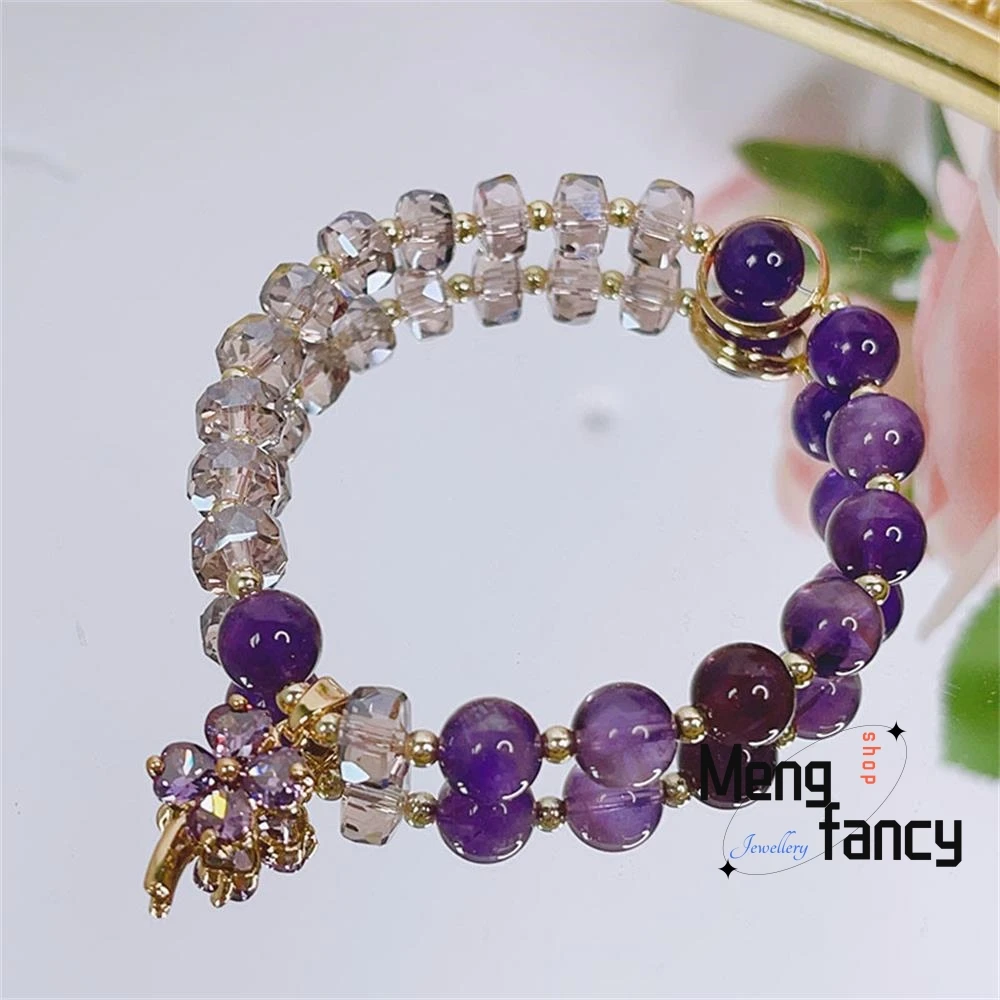 New Lucky Grass Amethyst Bracelet Female Simple Super-flash Crystal String Temperament Girlfriends Birthday Gift Fashion Jewelry