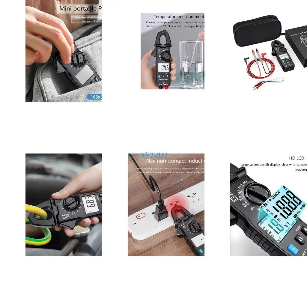 

E15A Clamp Meter Mini Handheld Multimeter True RMS Auto NCV AC/for DC Current