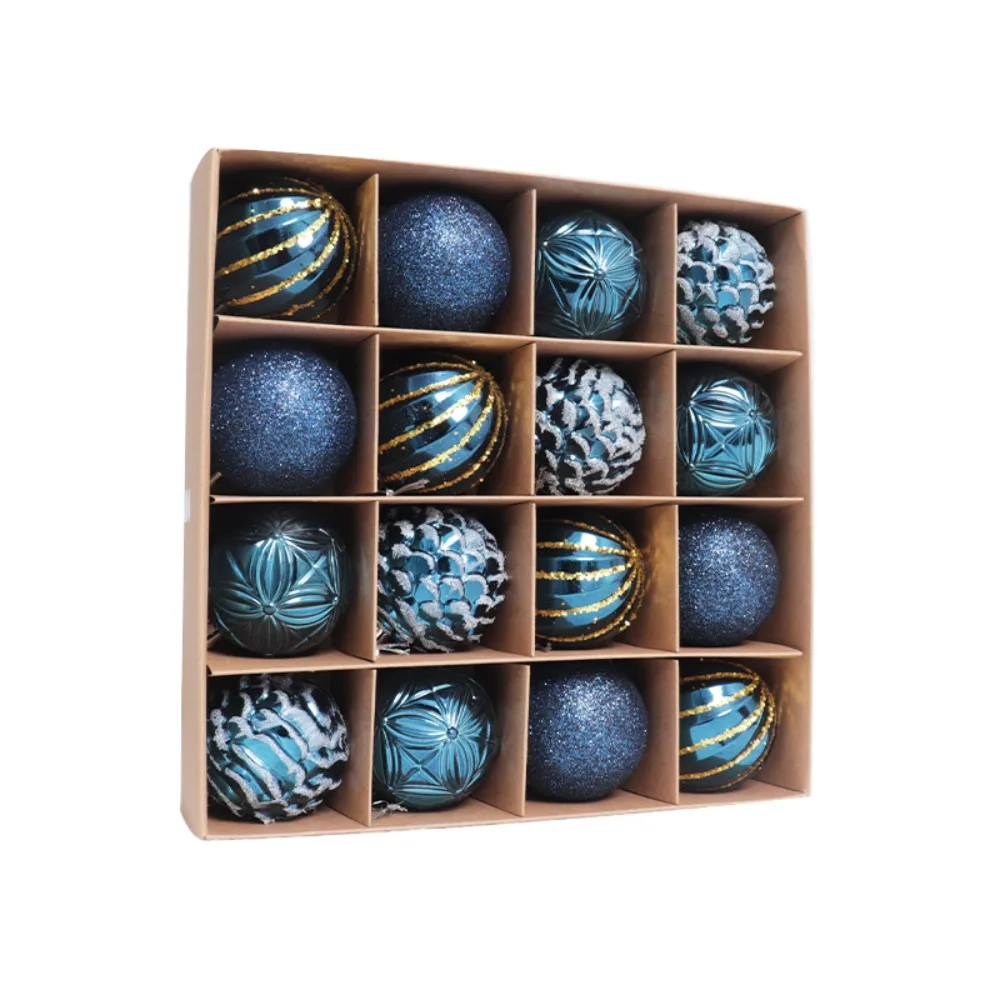 

16Pcs/set Electroplating Painting Christmas Ball Ornament Plastic New Year Gift Xmas Tree Hanging Pendant Glitter Xmas Baubles