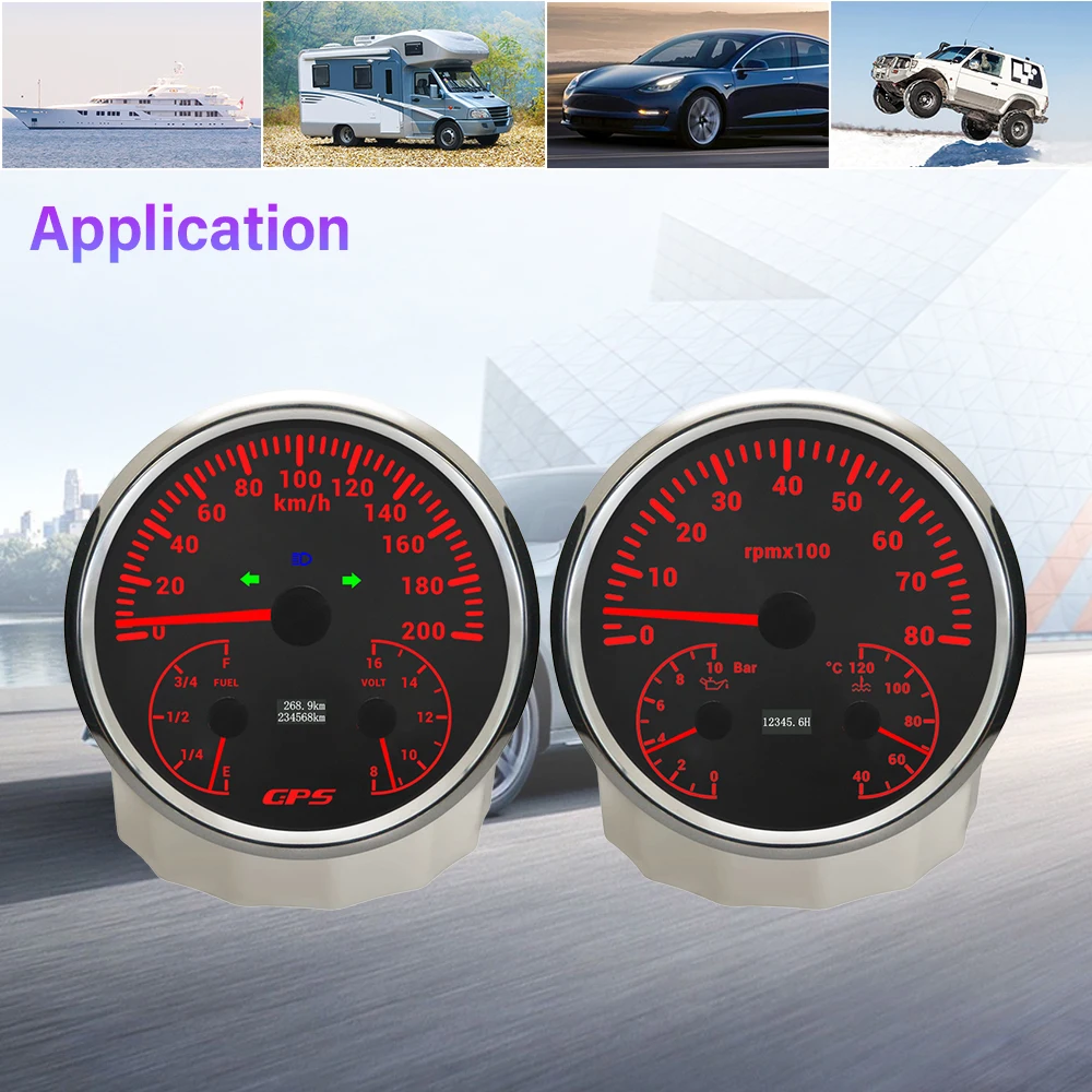 ELING 110mm Gauge 3 in 1 GPS Speedometer 0-120K 0-200K with RPM Tachometer Fuel Level Oil Pressure Water Temp 12V for Cars Truck