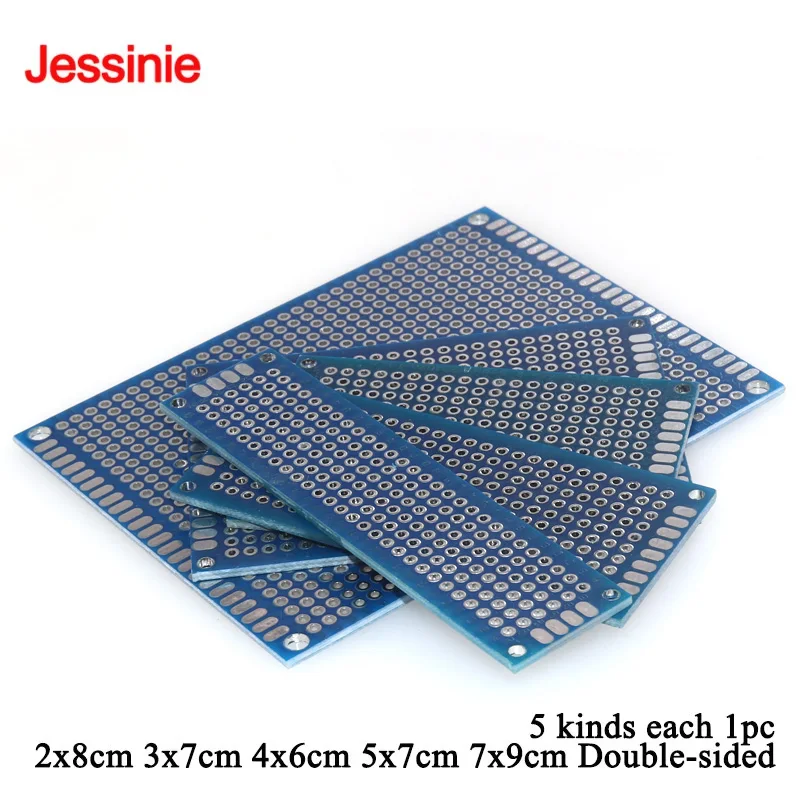 5pcs/lot PCB Kit Board Prototype Breadboard Double Sided Circuit Board Blue 2x8 3x7 4x6 5x7cm 7x9 Universal PCB Experiment Board