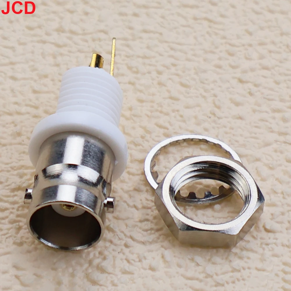 JCD 1/2/5pcs BNC-50KY BNC-KY Insulated White Glue Q9 BNC Female Socket Welding Panel Connector With Nut Washer