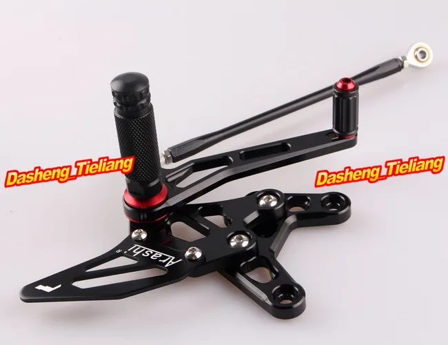 2Pcs Black Motorcycle Adjustable Footpegs Footrest Rearset Rear Set For Kawasaki ZX6R 2007 2008 Aluminum Alloy