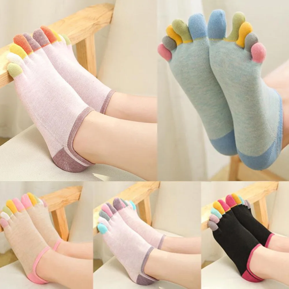 1/5 Pairs Women's Toe Socks Japanese High Quality Breath Comfort Cotton Socks For Girl Colorful Harajuku Versatile Ankle Socks