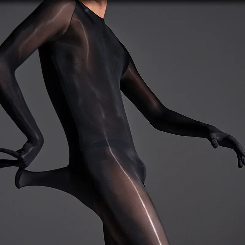 Сексуальные мужские ультратонкие прозрачные глянцевые чулки для тела, чехол для пениса, колготки с пятью пальцами, перчатки, боди с открытой спиной