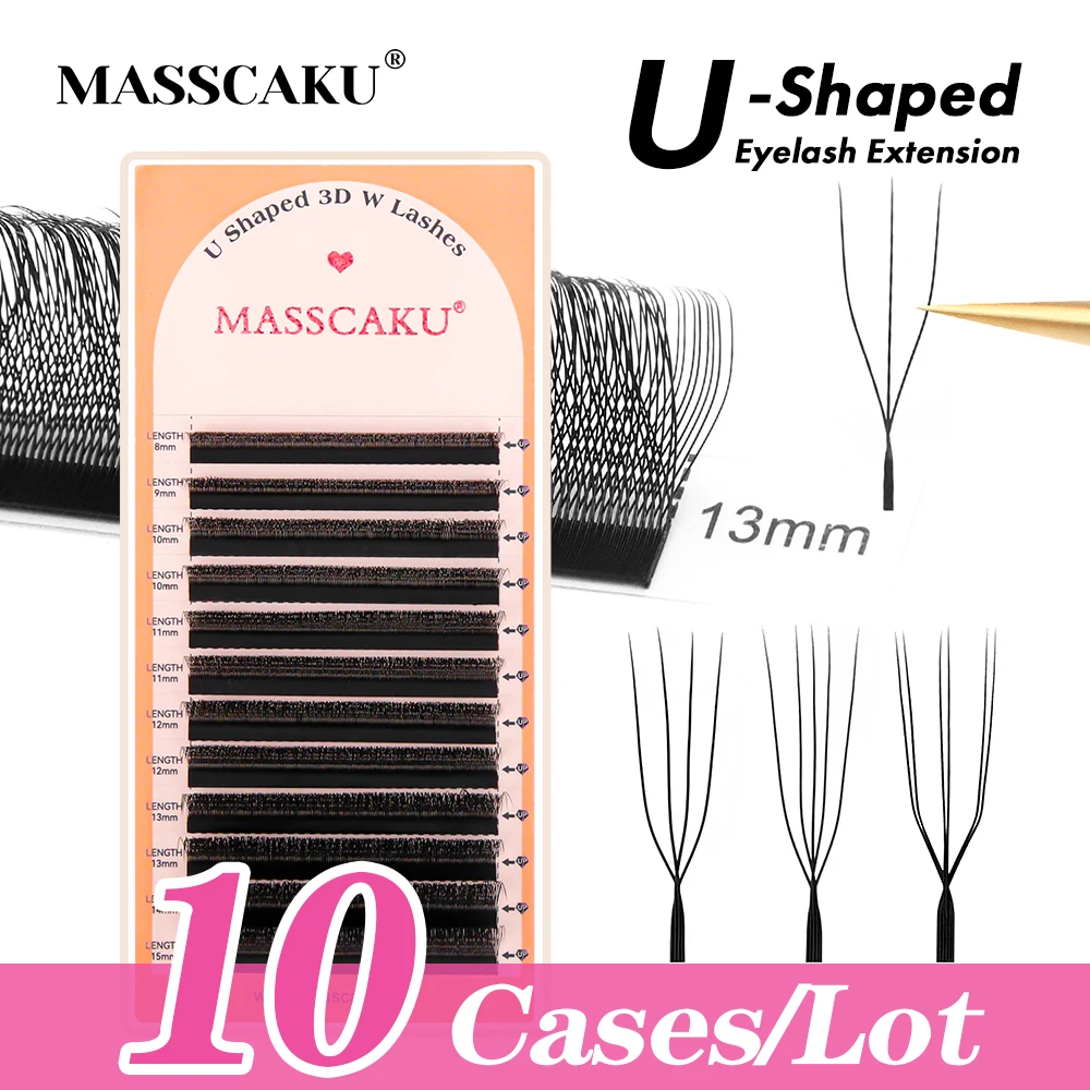 10ケース-ロット-masscaku-新スタイル-3d-4d-5d-6d-u字型-wまつげ-c-dカール-フルデンス-マット-ダークブラック-ふわふわまつげ-束売り