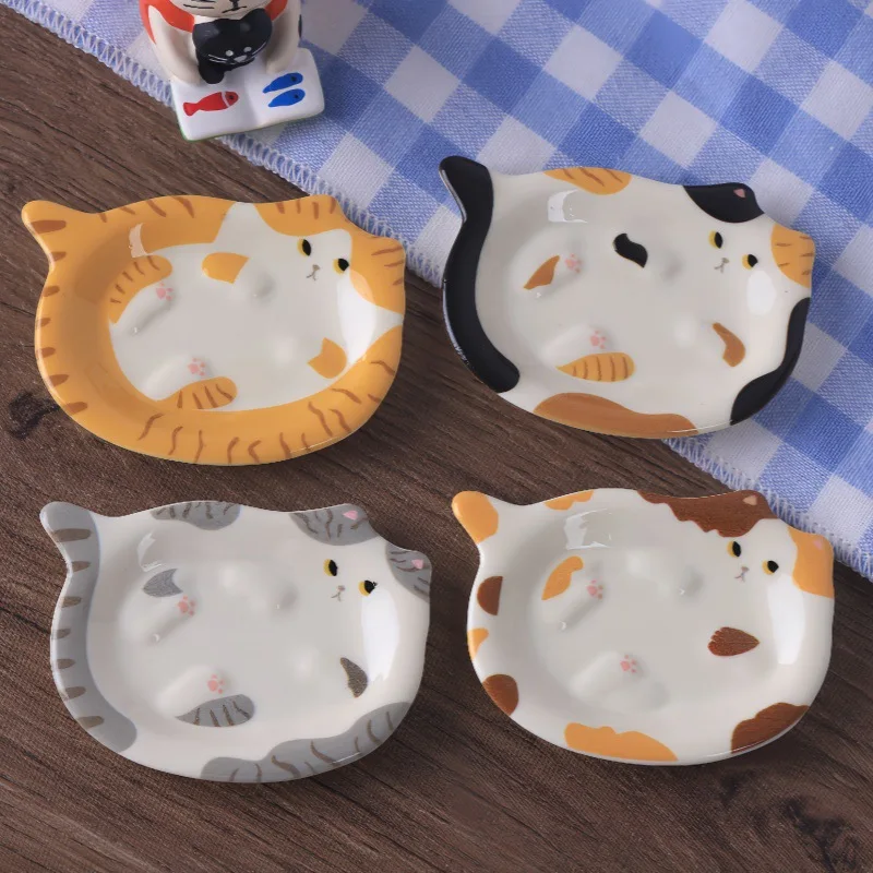 100pcs Kawaii Simulation Cartoon Cat Nest Dinner Plate Resin DIY Tabletop Ornament Keychain Pendant Jewelry Decor