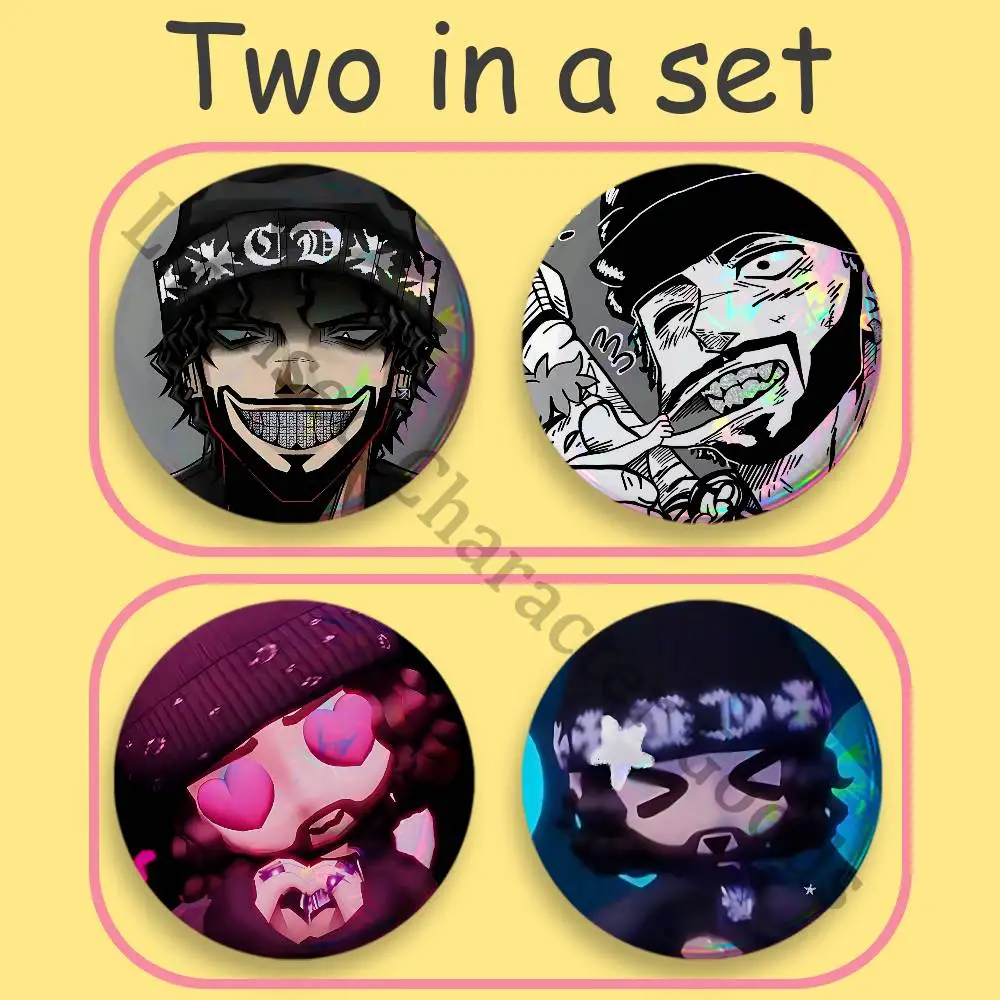O-Odetari Badges 25 32 44 58 75 mm Round Cosplay Pin Backpack Decor Collect Gifts Brooch 2-Piece Set