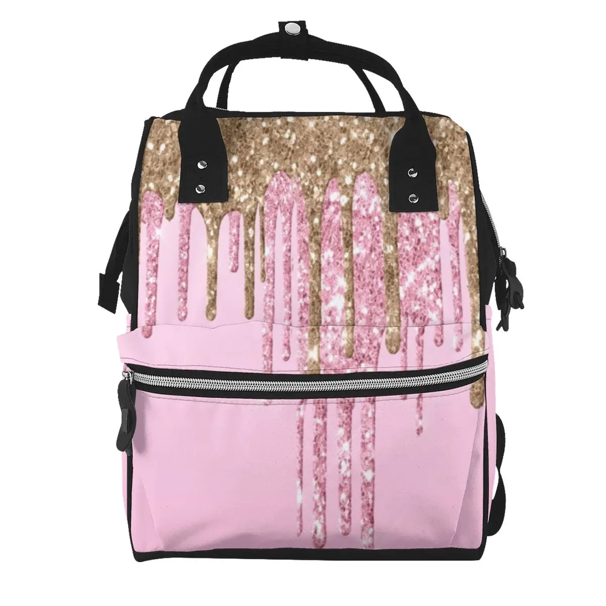 Black And Gold Glitter Pattern Student Backpack School Bag Hiking Travel Daypack for Men Women Bookbag Shoulder Bags