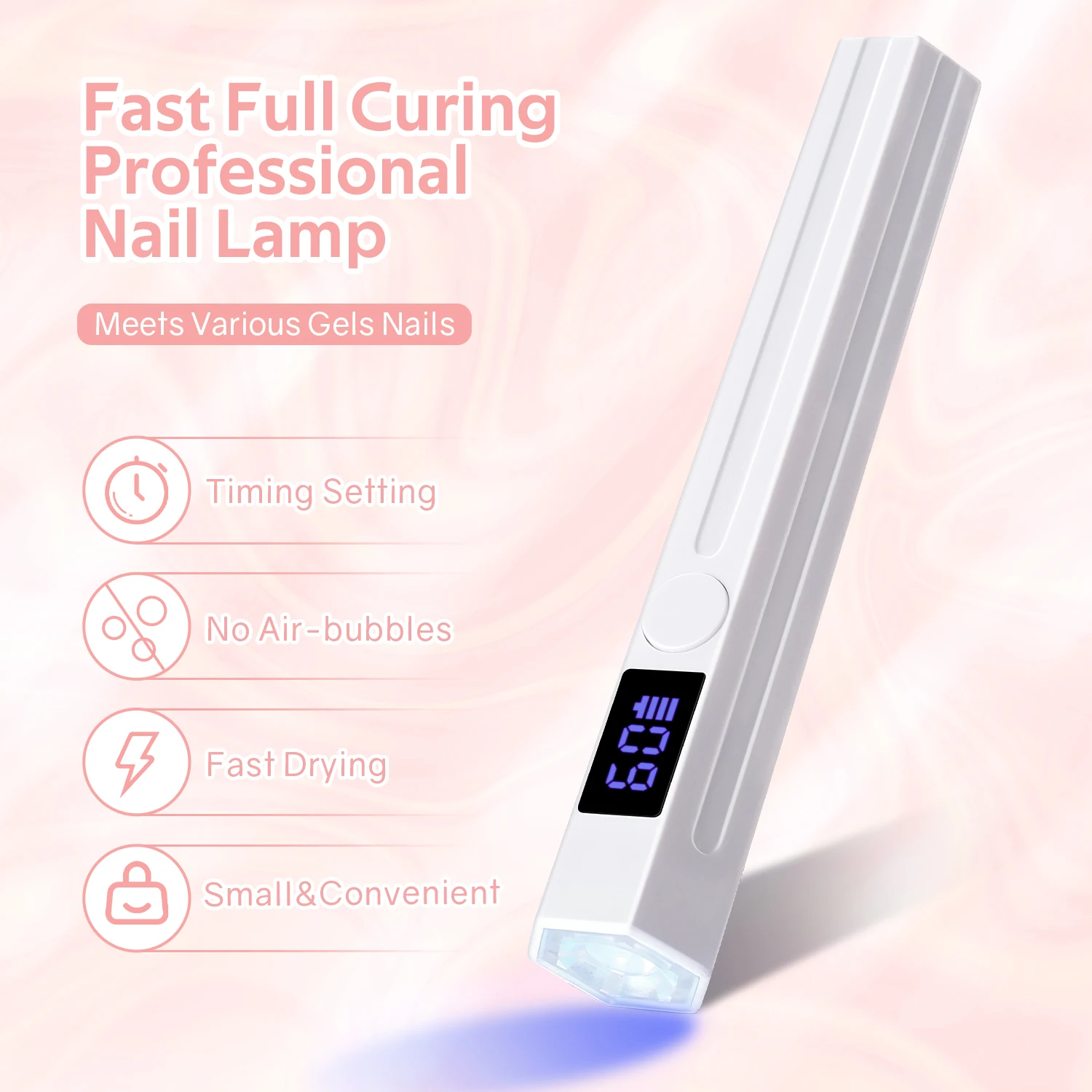 Handheld UV Led Nail Lamp Mini Nail Lamp with Two Timer Settings Rechargeable Manicure Lamp for Curing All Nails Gel Nail Polish