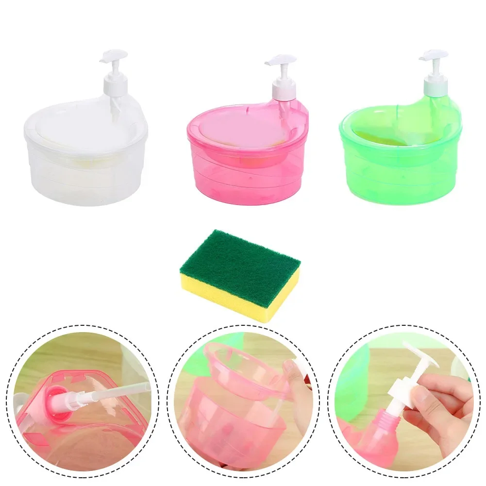Practical Dish Brush Wash Sponge Widely Used 2 In 1 Cleaning Tools Kitchen Dishwasher PE Material Soap Dispenser