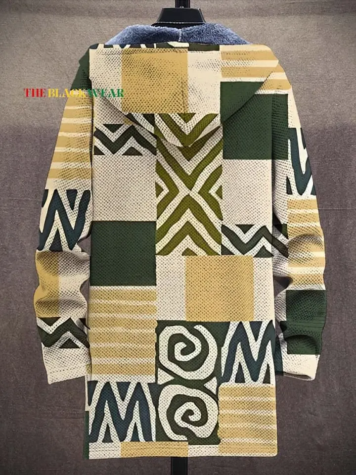 Men's Minimalist Abstract Unisex Plush Thick Long-Sleeved Sweater Cardigan Coat Hoodies Fleece Lined Sweater Coats