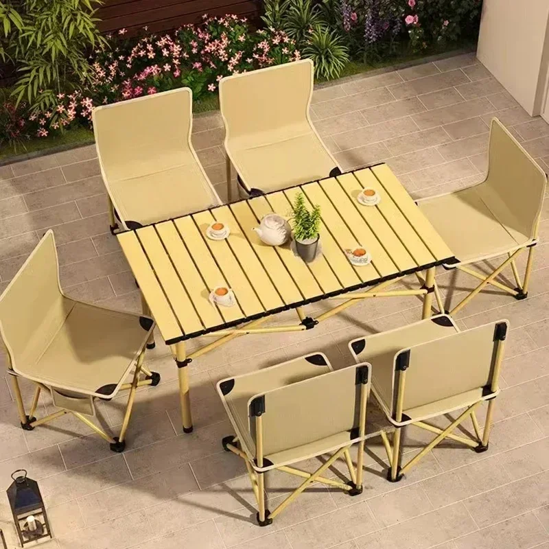 

Budget-friendlyMinimalist Tourist Folding Coffee Tables Adjustable Height Outdoor Balcony Picnic Garden Parasol Beach Furnitur