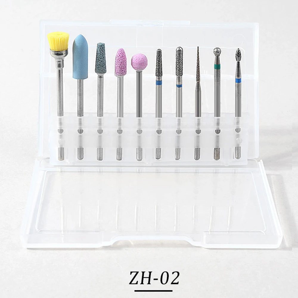 10pcs/set Nail tungsten steel alloy grinding head set grinding machine grinding head brush to remove dead skin polishing tool