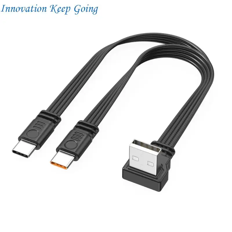 E65C Double Output USB C Chargers Cable for Simultaneous Device Charging Featuring 66W Fast and Angled Connector