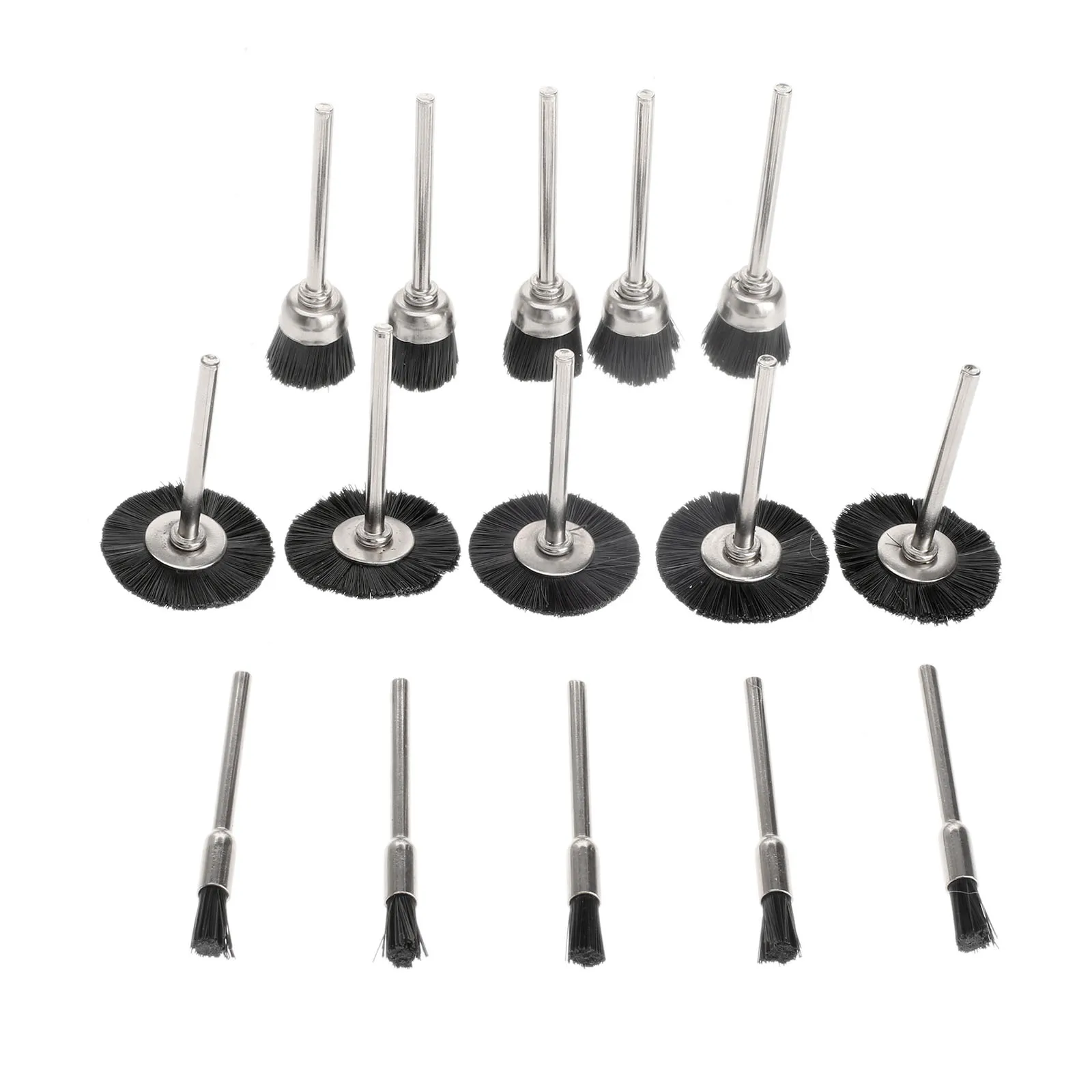 Juego de cepillos de rueda de alambre de acero, accesorios Dremel, Mini taladro de Metal, 15 piezas