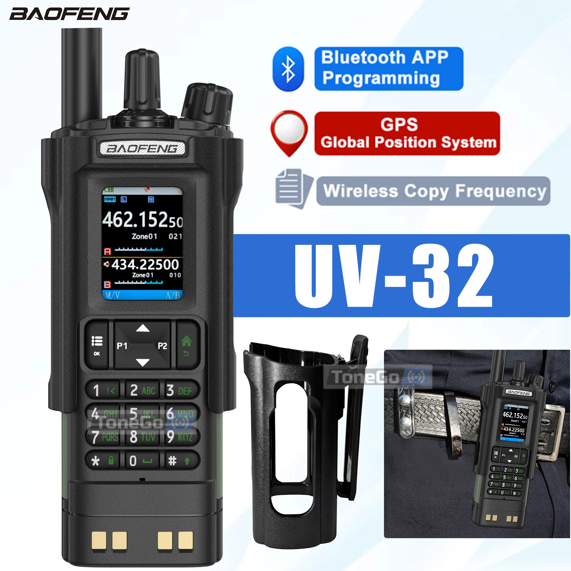BAOFENG UV-32 نظام تحديد المواقع لاسلكي تخاطب 10 واط متعدد الموجات بلوتوث برمجة نسخة لاسلكية تردد NOAA طويلة المدى هام اتجاهين الراديو