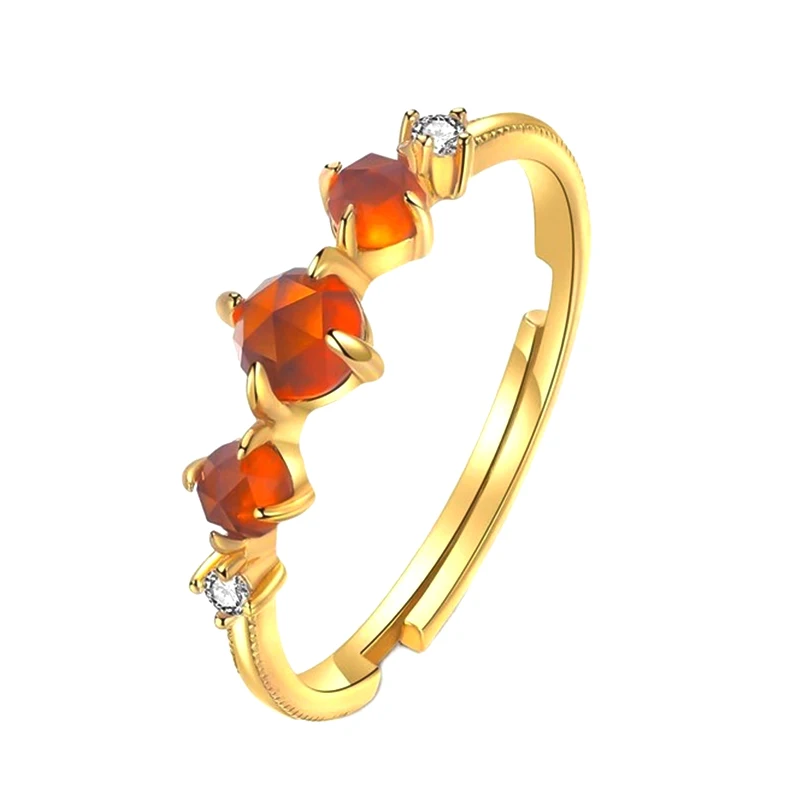 Neuer magischer Sonnen-Amber-Ring, zierliche orangefarbene Granat-Ringe, japanischer orangefarbener Edelstein-Schmuck, Boho zierlicher verstellbarer Ring, Geschenk für sie