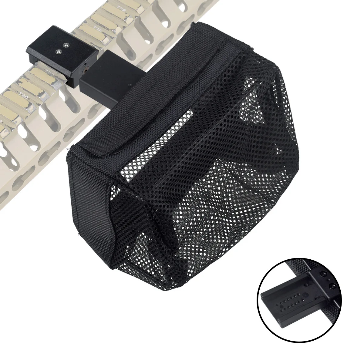 Borsa portaproiettile per pistola giocattolo Cattura con guscio in ottone Cattura trappola in rete di nylon con custodia per collettore di cartucce per munizioni con montaggio su guida staccabile