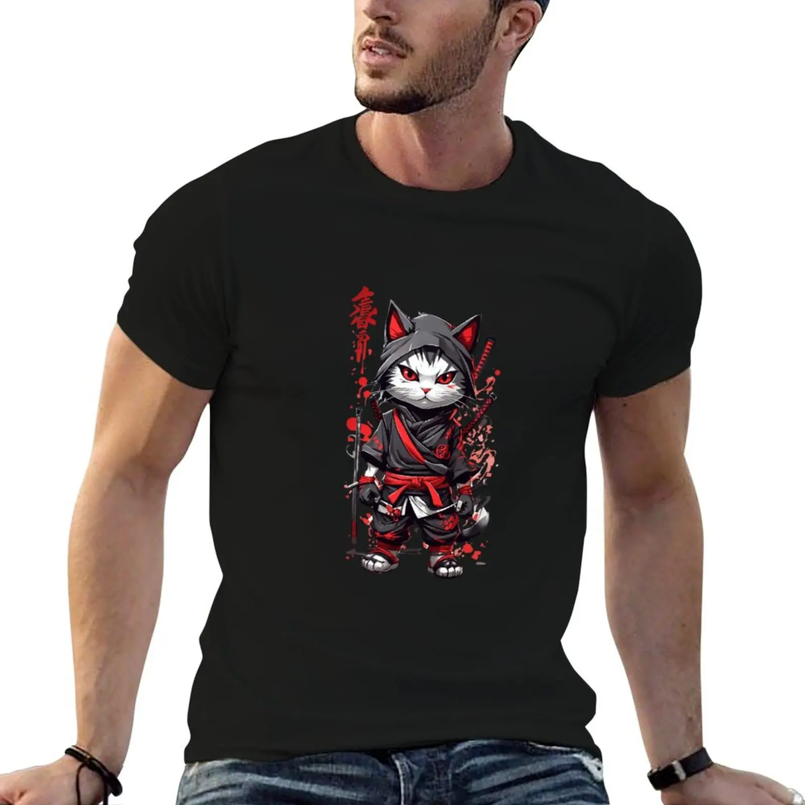 

Dark Samurai Cat Master T-Shirt sports fans tees blue archive T-shirt men