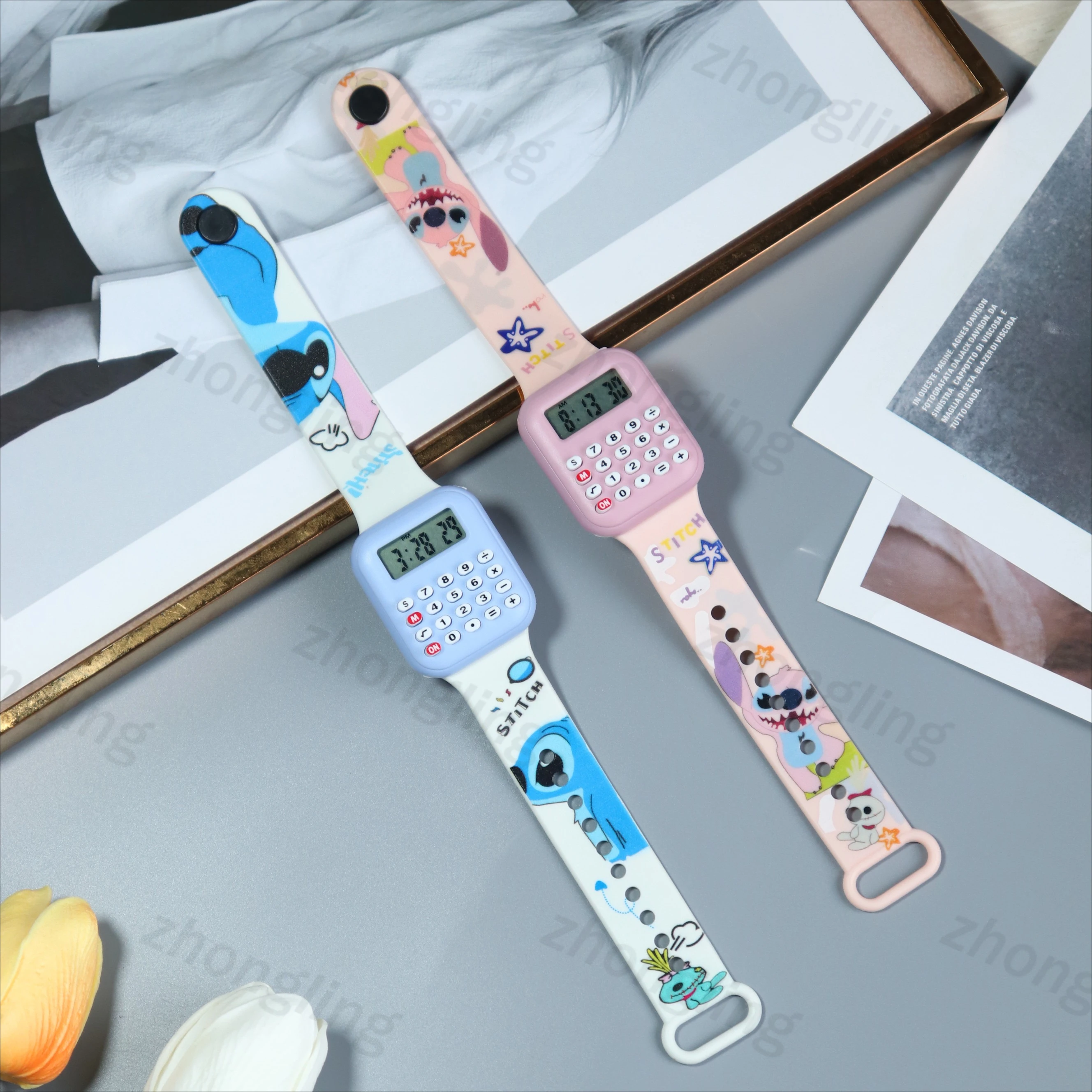 Miniso Disney Stitch LED Watch – Y1 Button, Student Fashion Digital Wristwatch with Calculator, Gift for Kids & Teens