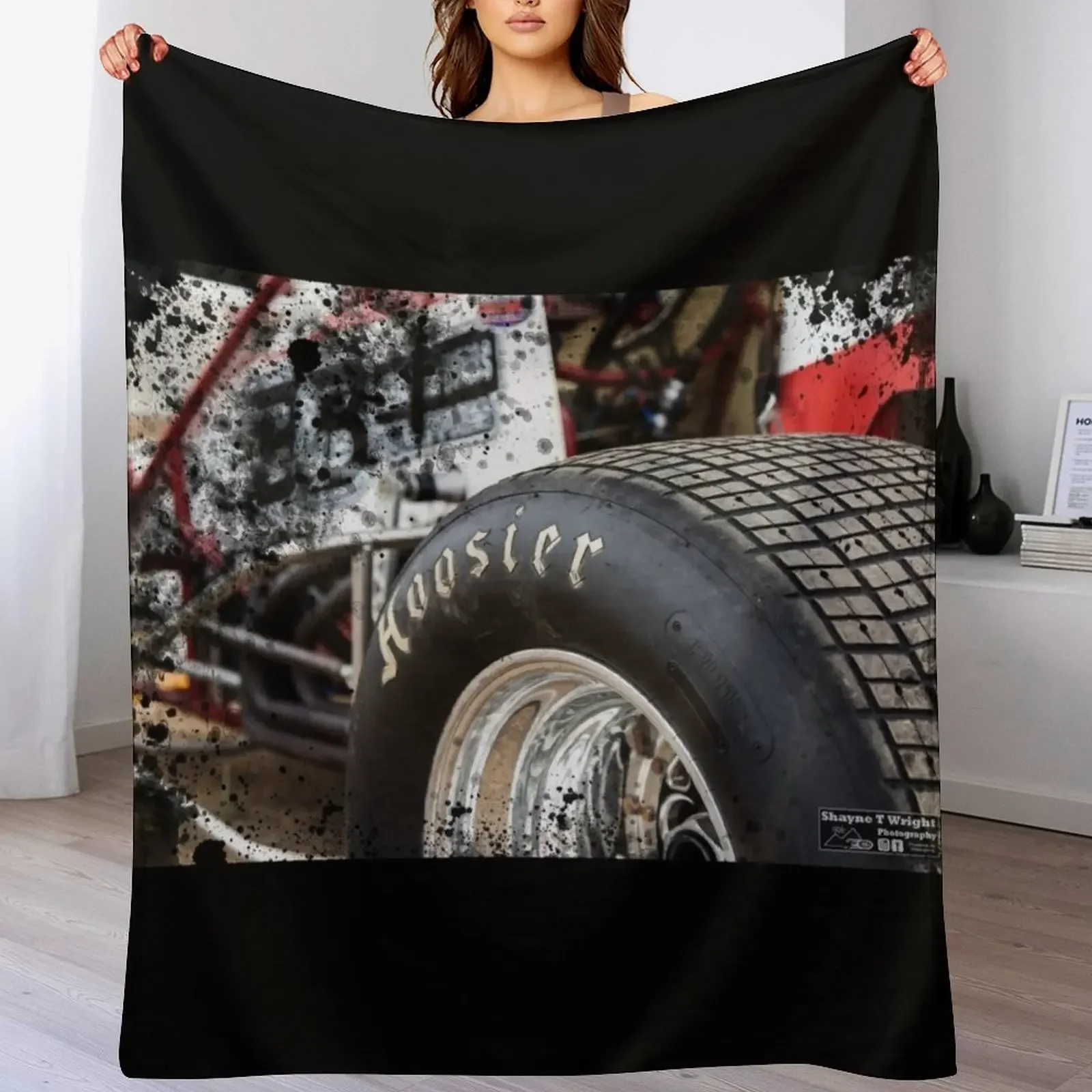 

Hoosier Sprint car tire on show. Throw Blanket cosplay anime Plaid Bed Hair Blankets