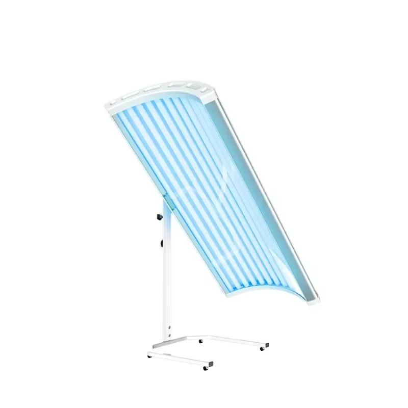 Household vertical sunbathing box with timer and eye protection