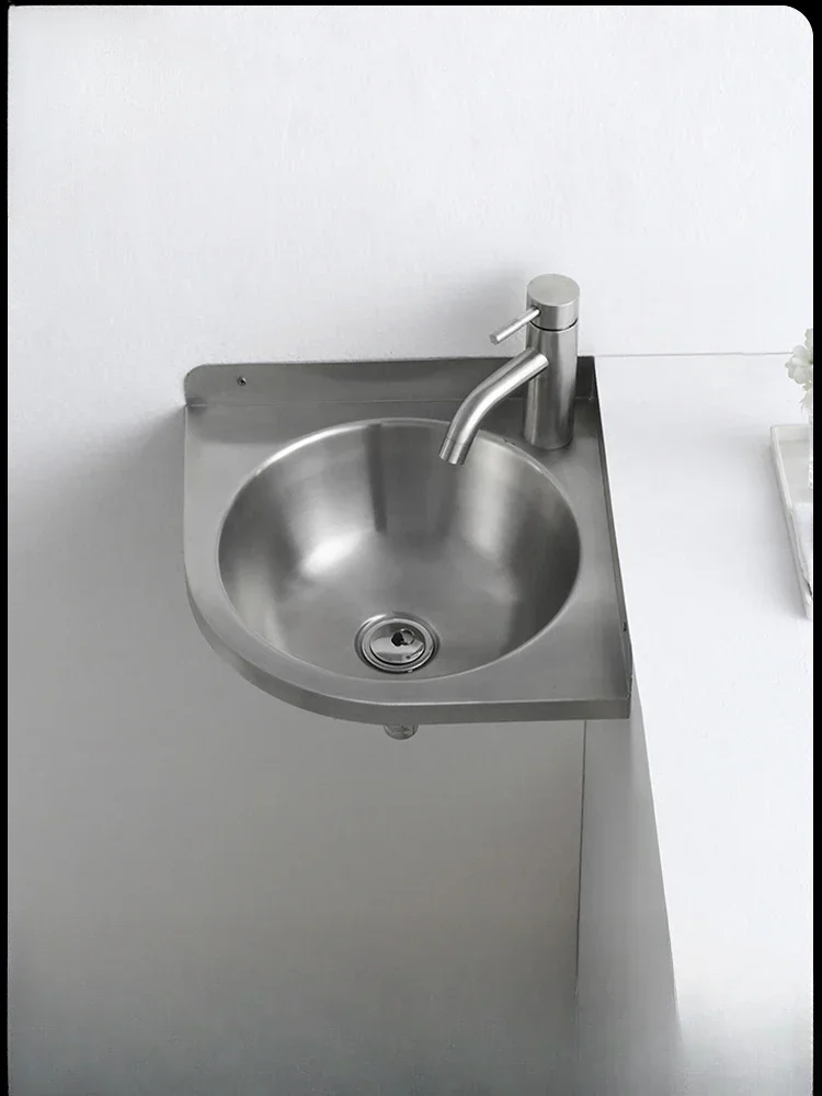 

304 stainless steel triangular wash basin small apartment bathroom mini corner wash basin wall-mounted washbasin