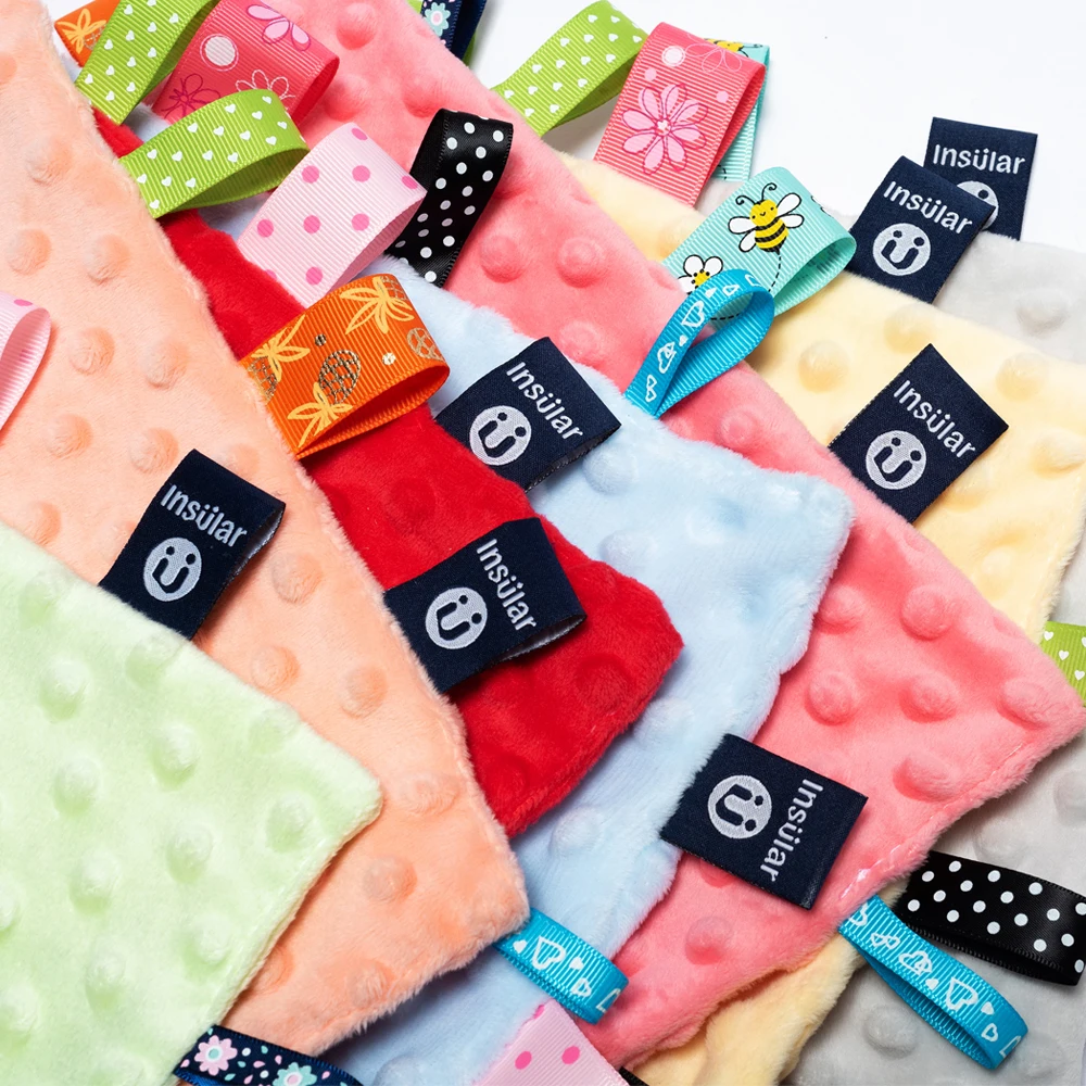 Baby Cotton Muslin Sensory Dots Taggies Security Comfort Blanket Soothing Cuddly Soft Plush Handkerchief Washcloth Wipe Gift
