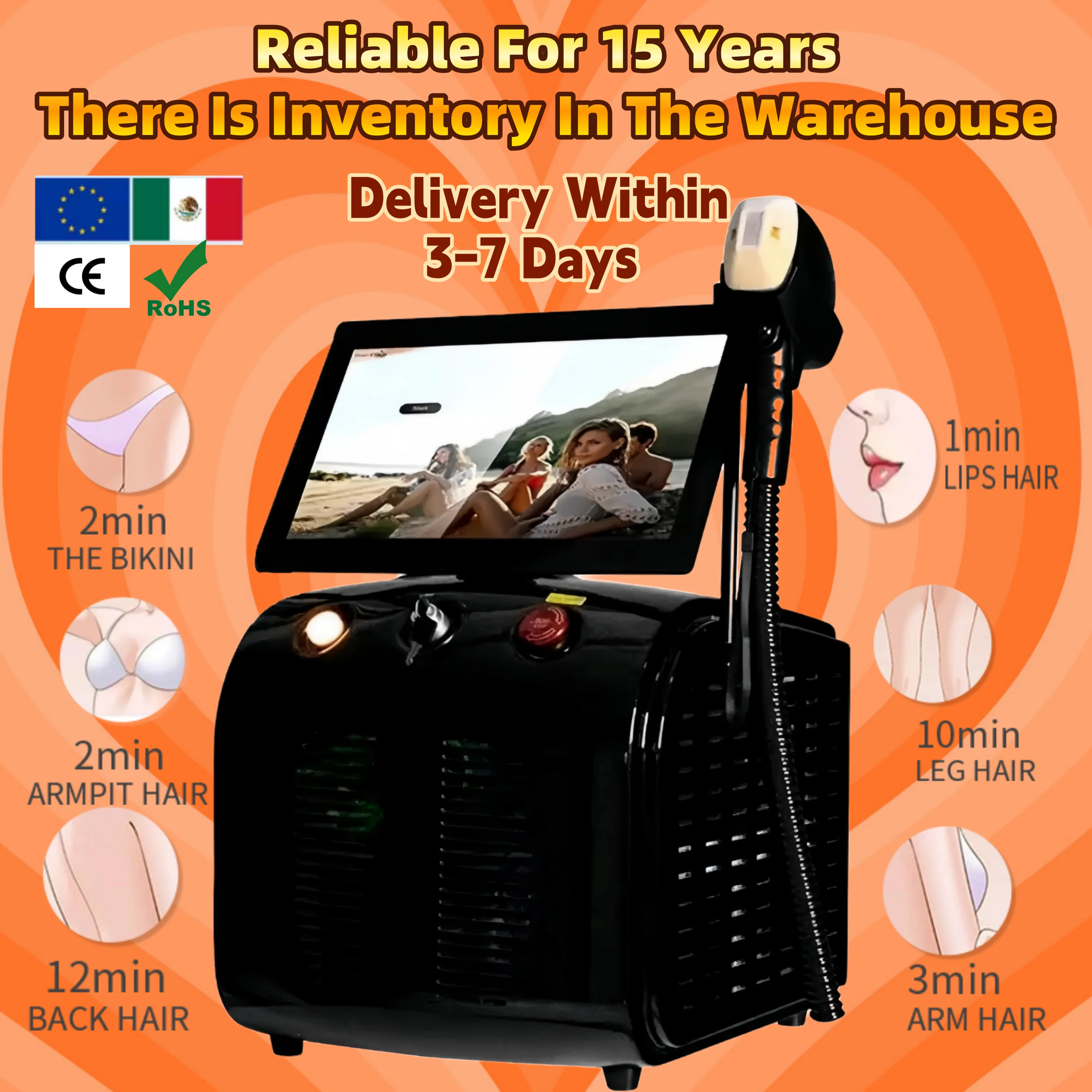 

2025 классический черный 3 длины волны 808 нм 755 нм 1064 нм сопрано безболезненное омоложение кожи диодный лазерный аппарат для удаления волос