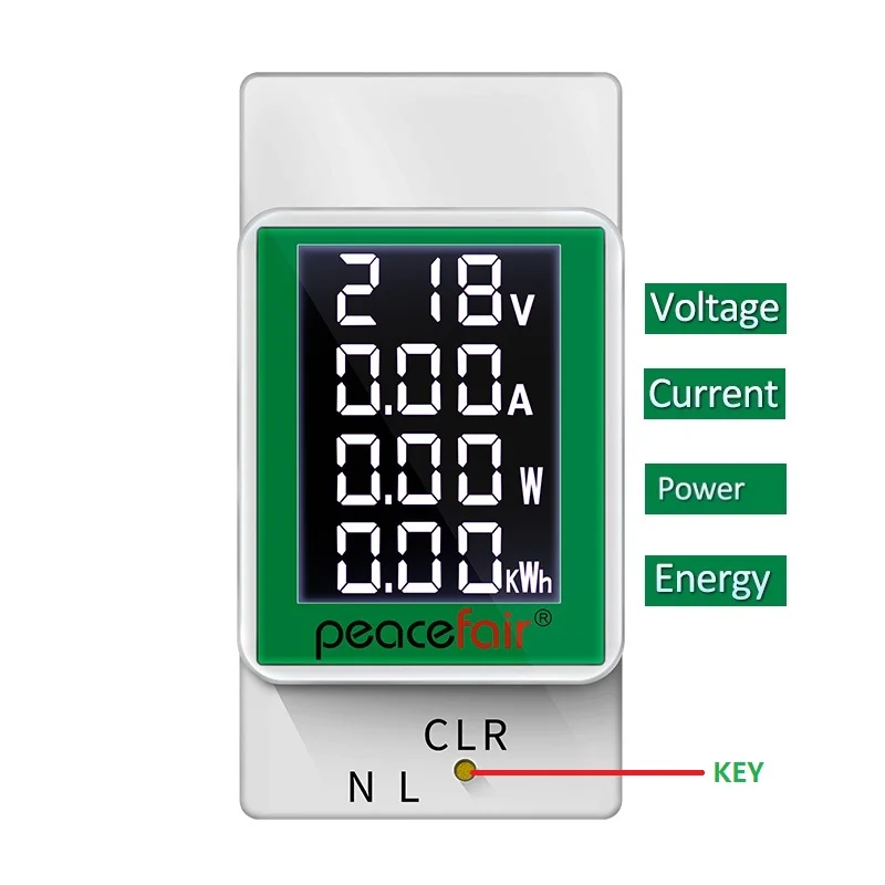 AC50-300V 0-100A Din Rail Wattmeter Voltmeter Ammeter Power Meter Volt Amp Power Factor Time Energy Voltage Current Monitor